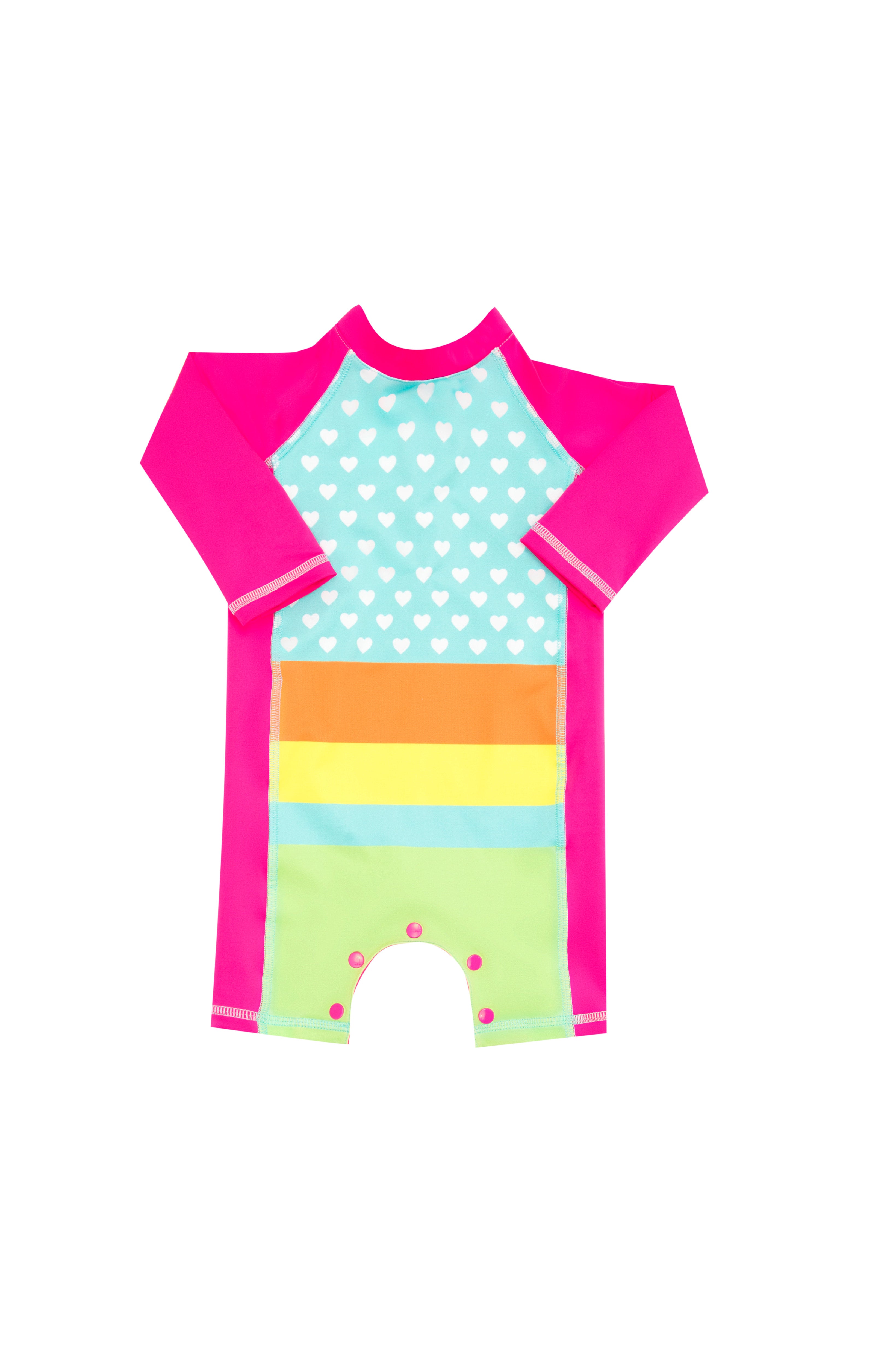 Vestido de baño enterizo manga larga para bebé multicolor con motivo corazones / Ref 403