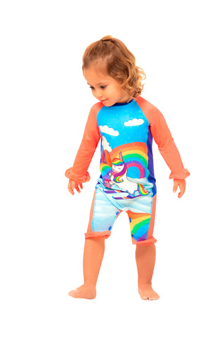 Vestido de Baño de bebé niña, Enterizo Unicornio / Protección UV /  Ref 414