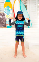 Traje de Baño de Manga Larga para Niño con Motivo de Surf Waves