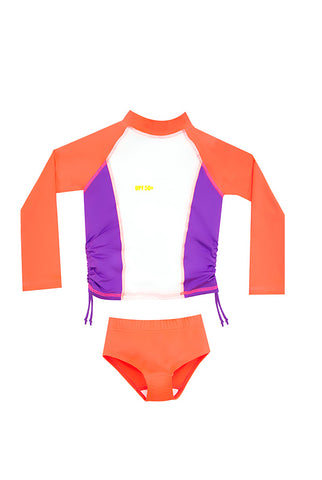 Vestido de baño dos piezas manga corta para niña splash de Colores / Ref 604