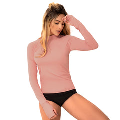 Camiseta manga larga rosa pálido para mujer - Protección UV