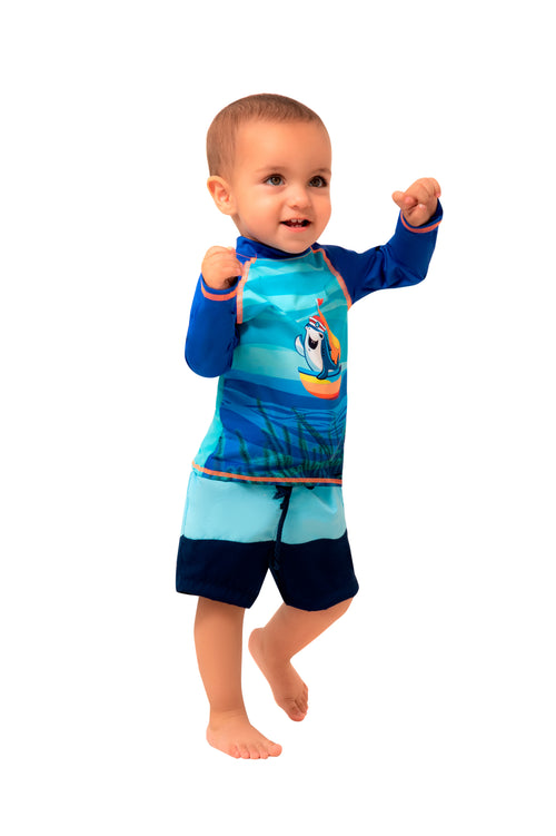 Traje de Baño para Bebé Niño Manga Larga Tiburón con Protección UV / Ref 319