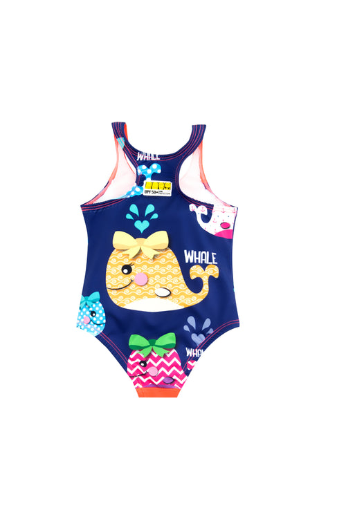Vestido de Baño de bebé niña, Enterizo Ballenas / Protección UV