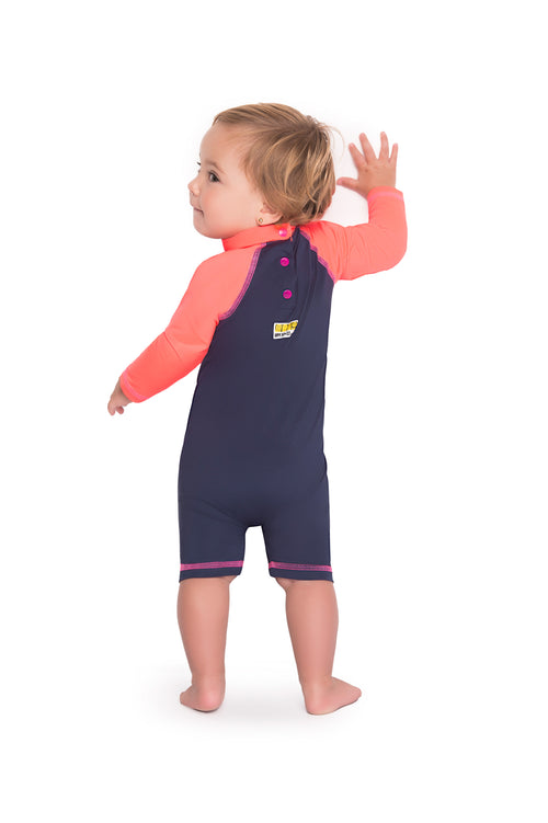 Vestido de baño enterizo manga larga para bebé estampado sirena / Ref 408