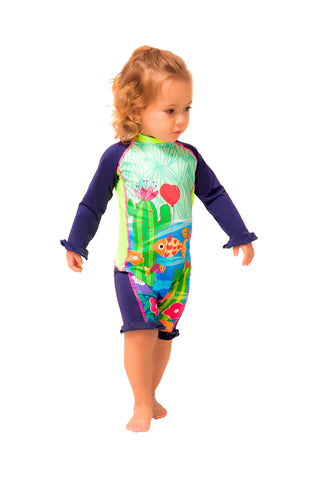Vestido de baño enterizo manga larga para bebé multicolor /  Ref  402