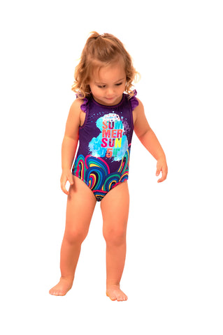 Vestido de Baño de bebé niña, Manga Larga Sol con Protección UV /  Ref 413