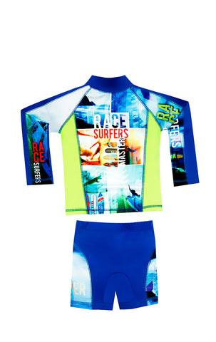 Traje de Baño de Manga Larga para Niño con Motivo de Surf Waves