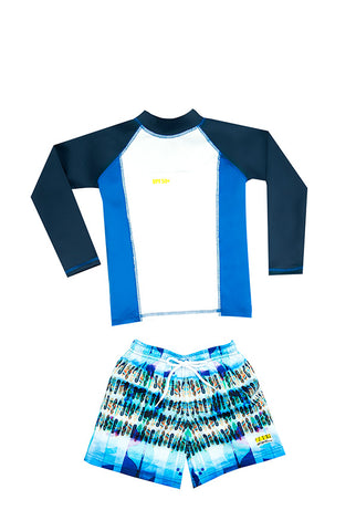 Traje de Baño de Manga Larga para Niño con Motivo de Surf Waves