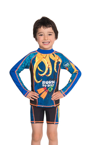 Traje de Baño de Manga Larga para Niño con Motivo de Surf Waves