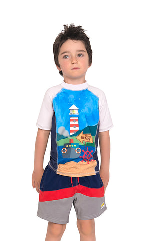 Vestido de baño dos piezas para niño con motivo big waves / Ref 509