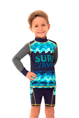 Traje de Baño de Manga Larga para Niño con Motivo de Surf Waves