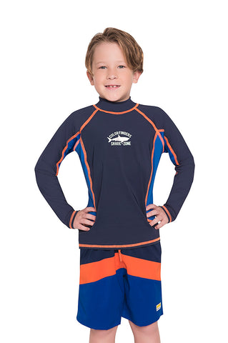Vestido de baño dos piezas para niño manga cortas con estampado ecos del océano  / Ref 722