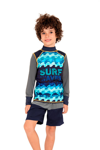 Vestido de baño dos piezas para niño con estampado profundidades marinas  / Ref 703