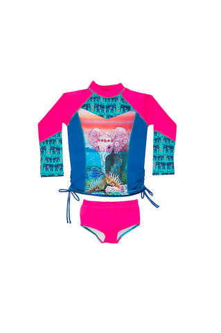 Camiseta de baño manga larga para niña con motivo shark zone / Ref 723