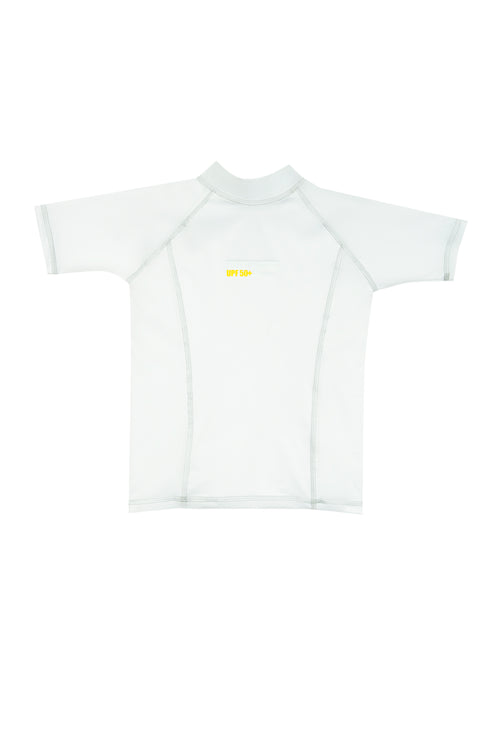 Camiseta de baño manga corta color banco con recogido a los lados  / Ref 806