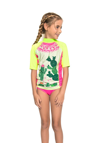 Vestido de baño dos piezas para niña con estampado de chica surf / Ref 821