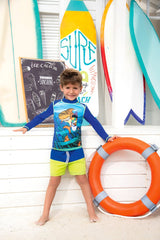 Vestido de baño dos piezas para niño con estampado de  aventuras marinas / Ref 516