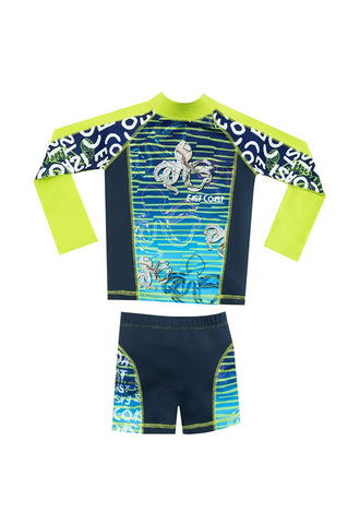 Vestido de baño dos piezas para niño con estampado profundidades marinas  / Ref 703