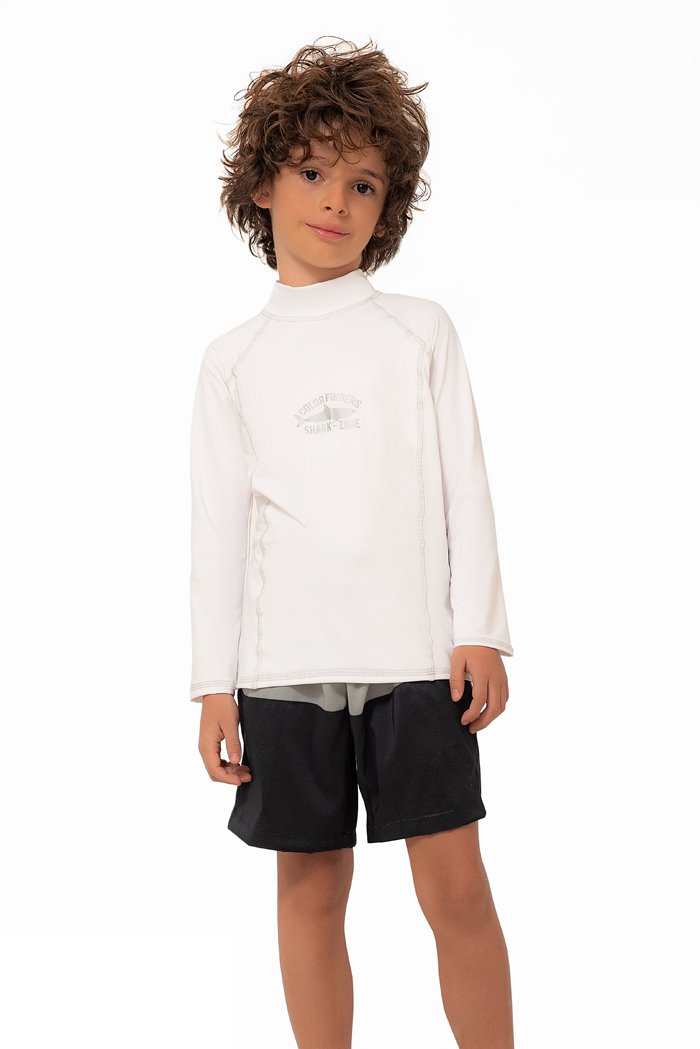 Camiseta de baño manga larga color negro para niño con motivo shark zone / Ref 723